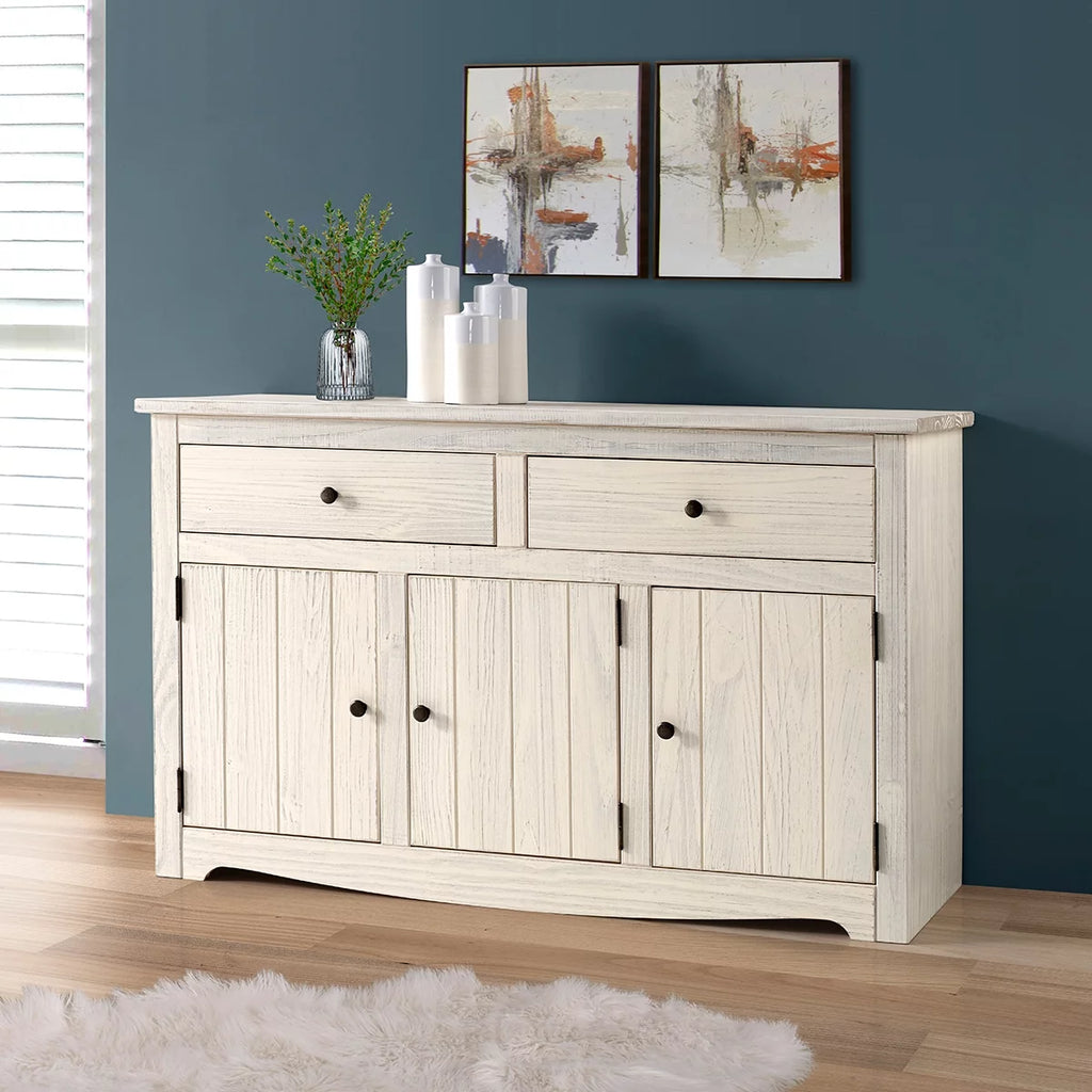 White Distressed Wood Buffet Sideboard Y8768