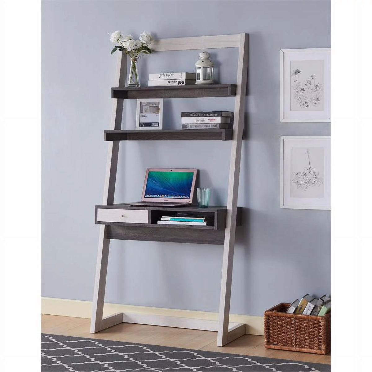 Modern Wood Writing Desk with Shelves G46923