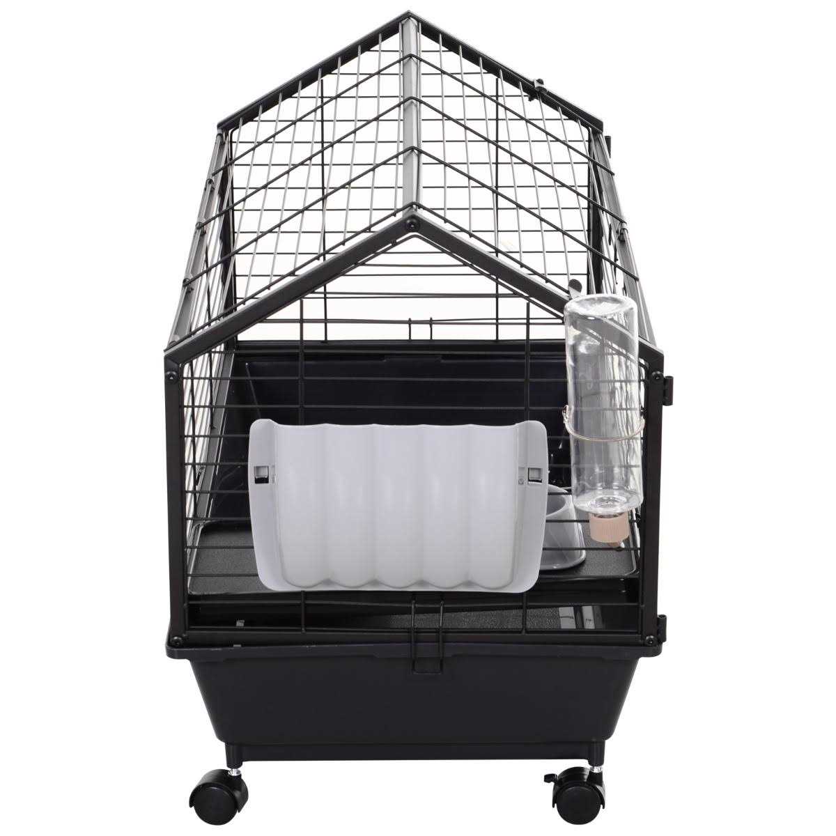 Rolling Metal Small Animal Hutch Cage with Main House and Run O704