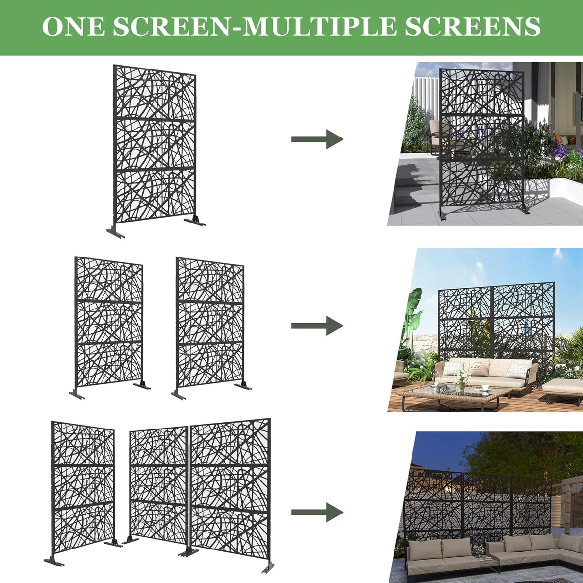 Black Metal Privacy Screen Panel with Stand Z23618