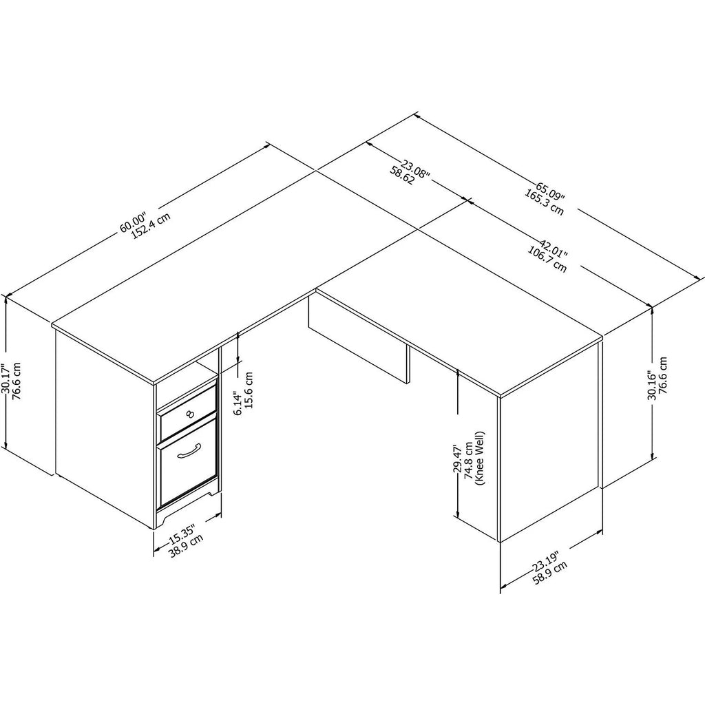 60W L Shaped Computer Desk With Drawers N776411
