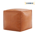 Faux Leather Square Pouf Ottoman R89097