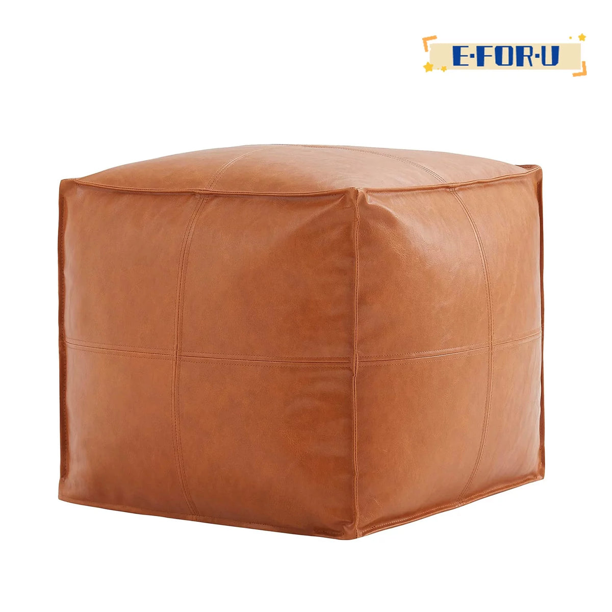 Faux Leather Square Pouf Ottoman R89097