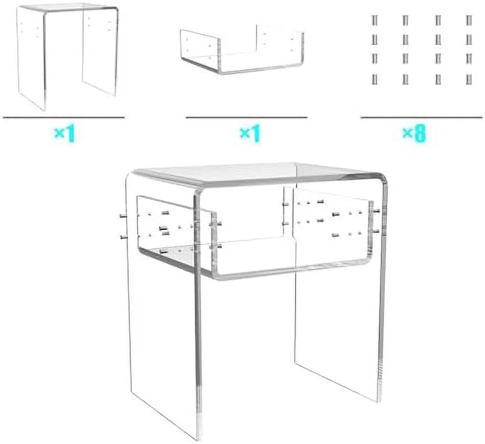 Acrylic Side Table 16" L x 12" W x 18" H Clear Small End Table U934354