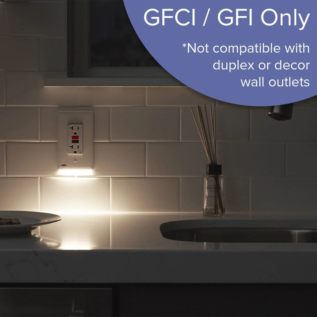 2 Pack Black GFCI Outlet Wall Plate with LED Night Light H481
