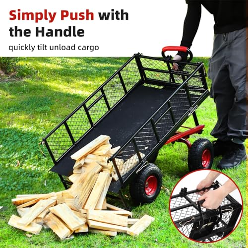 10" Steel Garden Cart with Rotating Handle and Removable Sides Y435