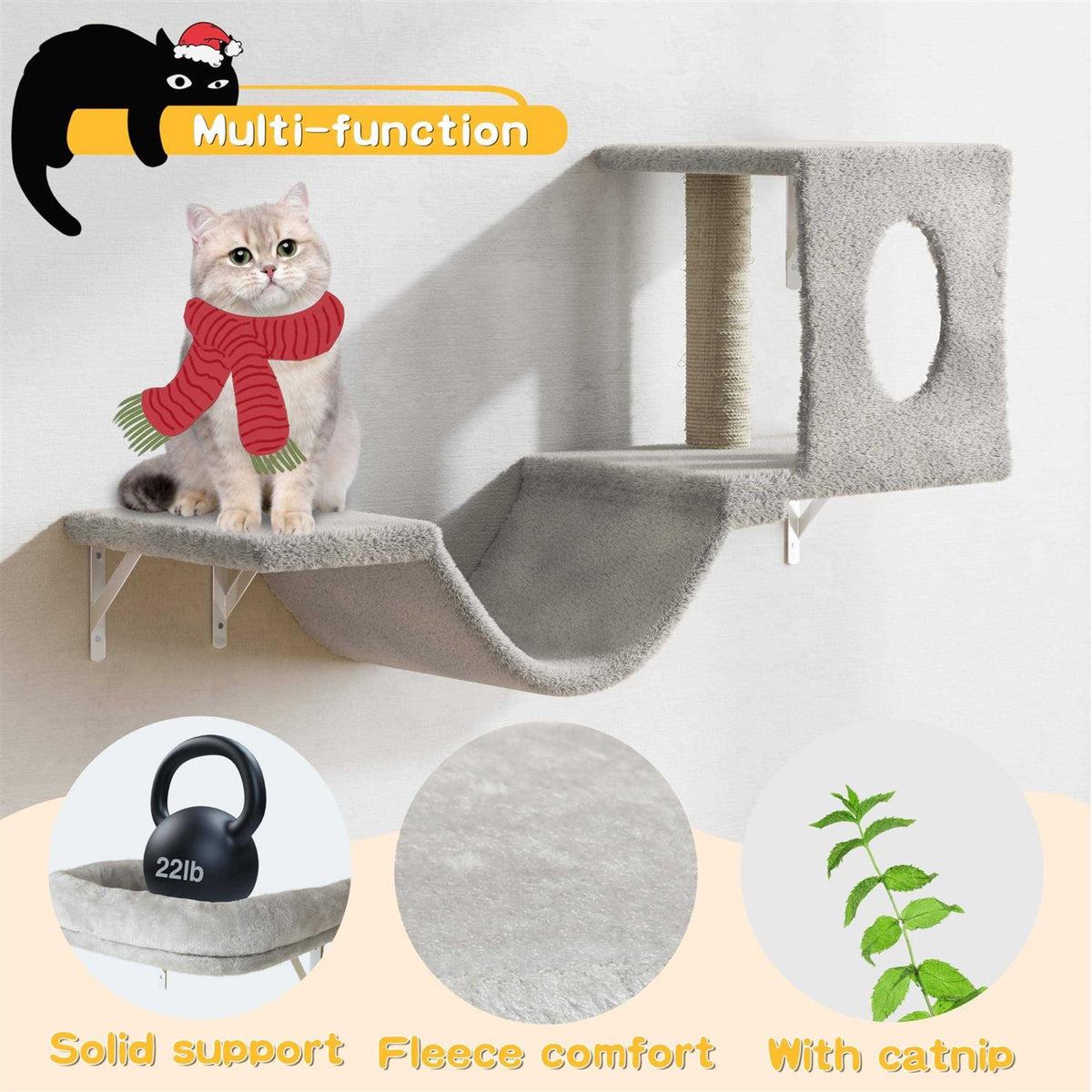6 Pcs Wall-Mounted Cat Shelves O191803
