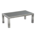 46 Inch Gray Faux Wood Woven Resin Wicker Outdoor Coffee Table A875