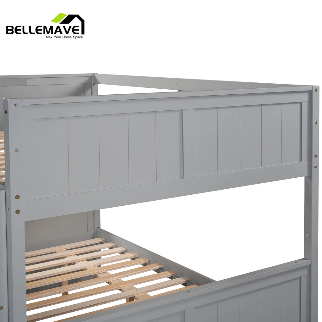 Full Over Full Wood Bunk Bed with Twin Trundle and Ladder X221