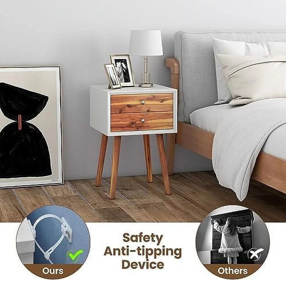 Natural 2 Drawer Wooden Nightstand B9632