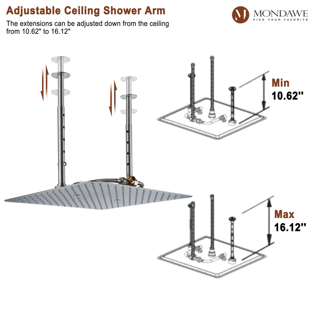 16 Inch Thermostatic Rain Shower System with 6 Body Spray B393227