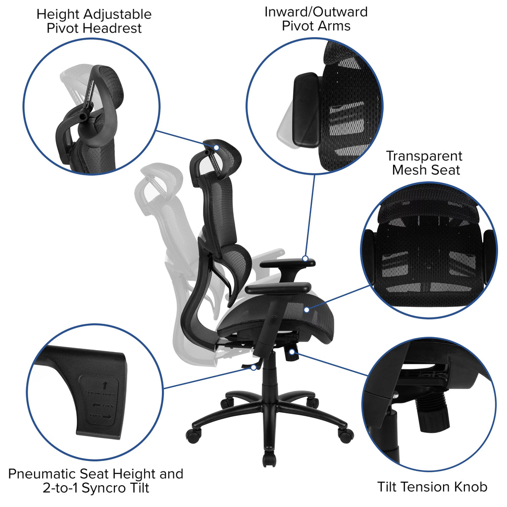 Ergonomic Mesh Office Chair with Lumbar Support in Black R163