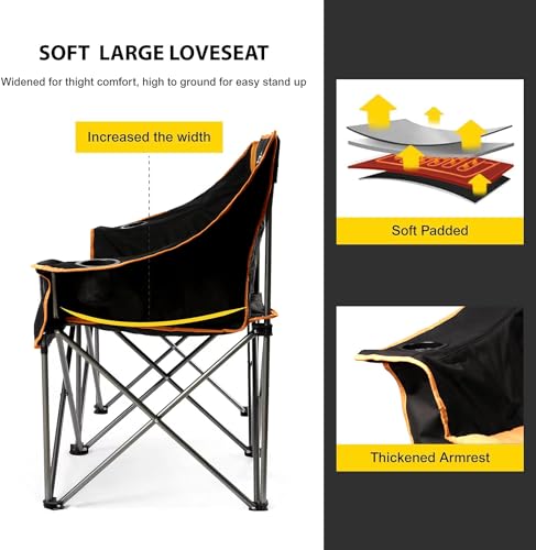Oversized Fully Padded Folding Camping Chair Black E1471