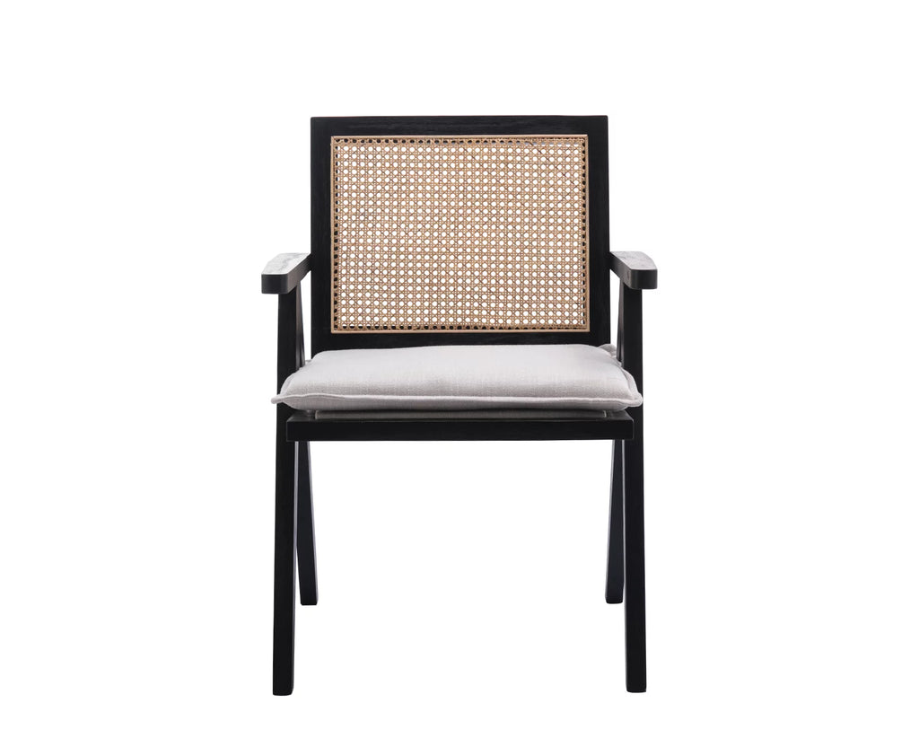 Rattan Dining Chair Set of 2 Upholstered Wood Armchair C584951