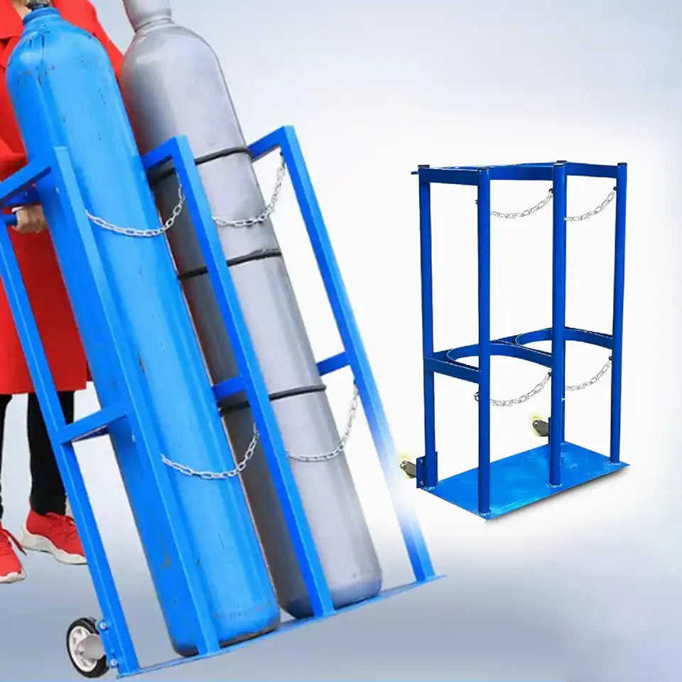 Oxygen Tank Cart, 2 Tank Rolling Cylinder Cart L807