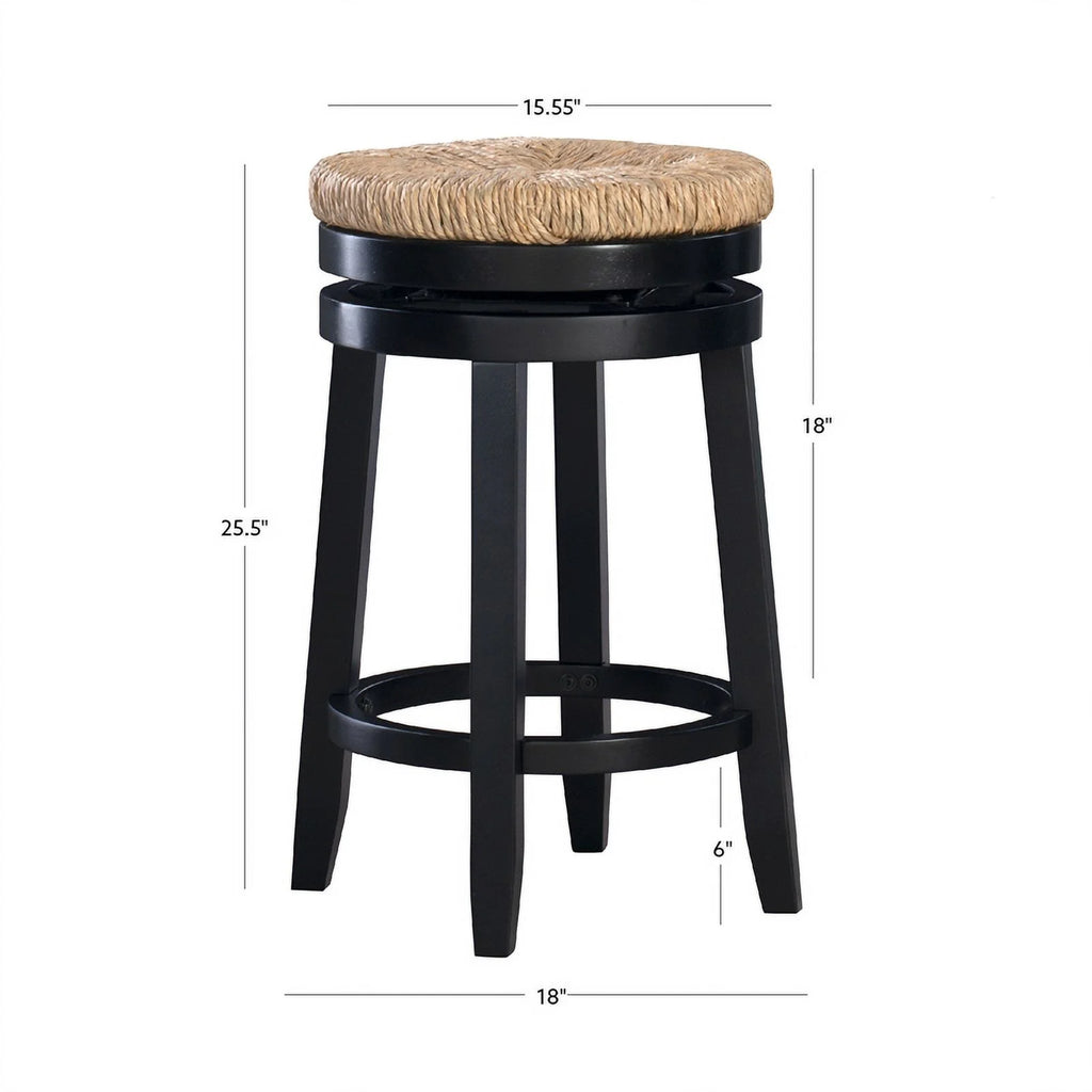 Black Wood Swivel Counter Stool Set of 2 G5247