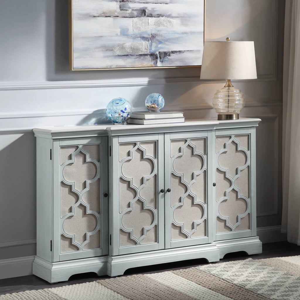 Light Teal Console Table with Door J1664