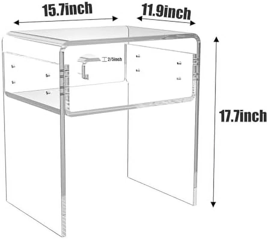 Acrylic Side Table 16" L x 12" W x 18" H Clear Small End Table U934354