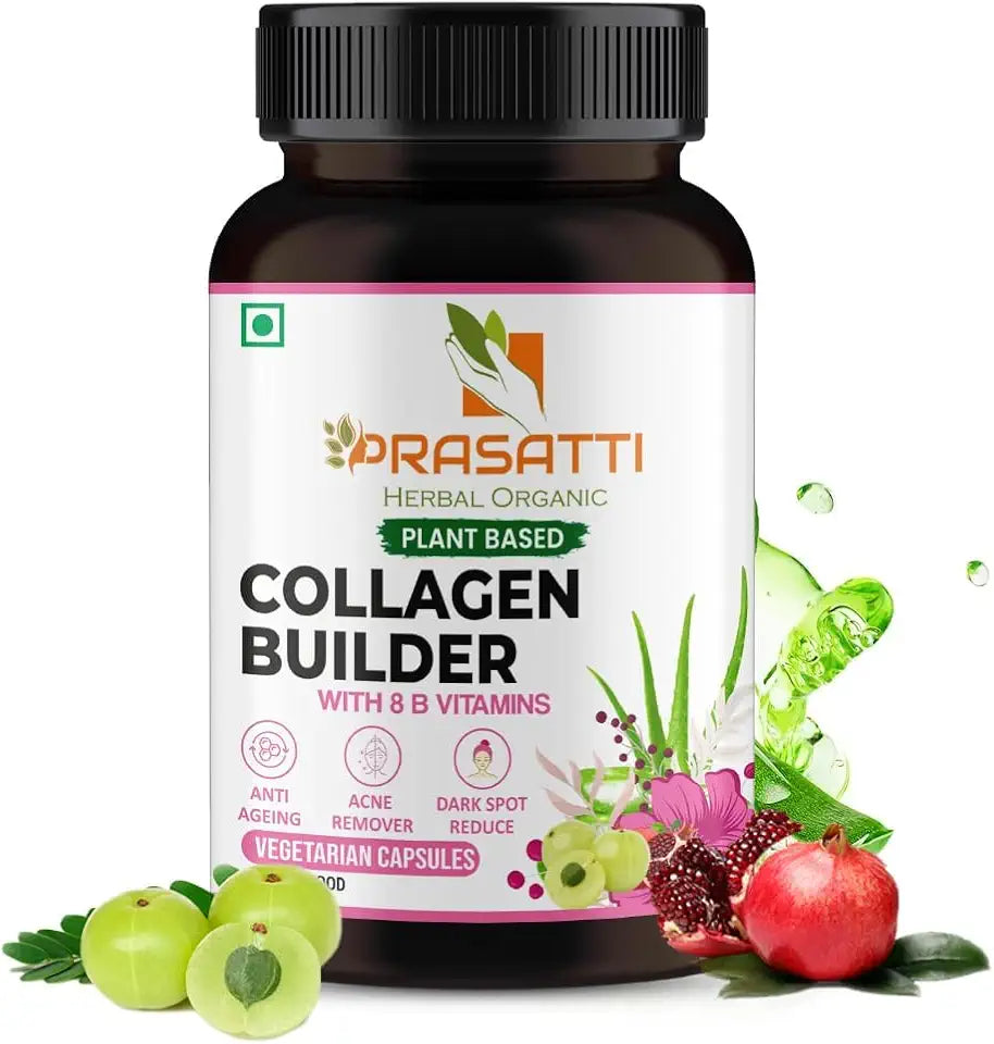 Organic Plant Based Collagen Builder Supplement with 8 B Vitamins, Biotin & Vitamin C, 90 Vegetarian Capsules J267259