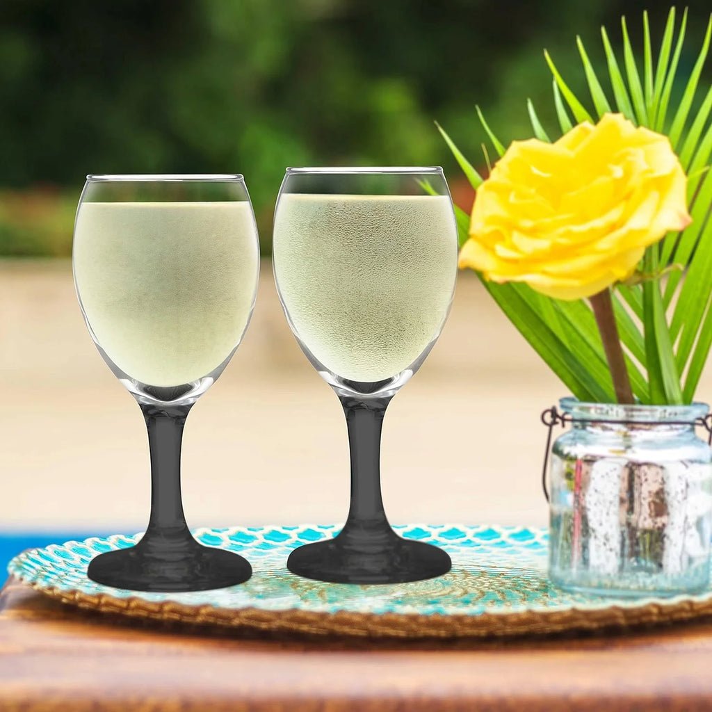 Black 8.5 Oz Wine Glasses Set X43990