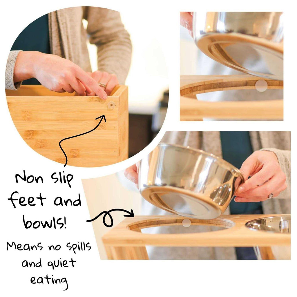 Elevated Dog Bowl Stand with 4 Stainless Steel Bowls Z130789
