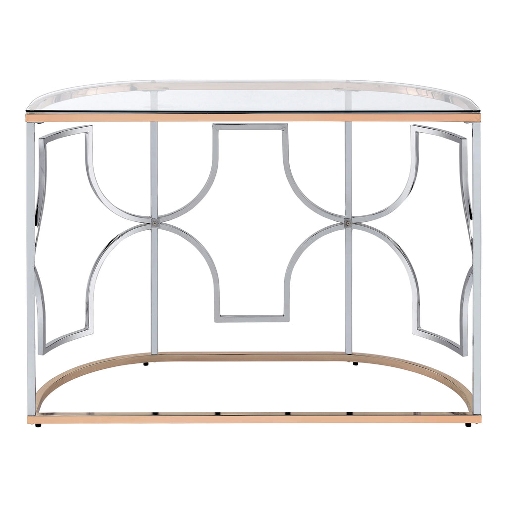 Glass Top Chrome and Gold Sofa Table M4060