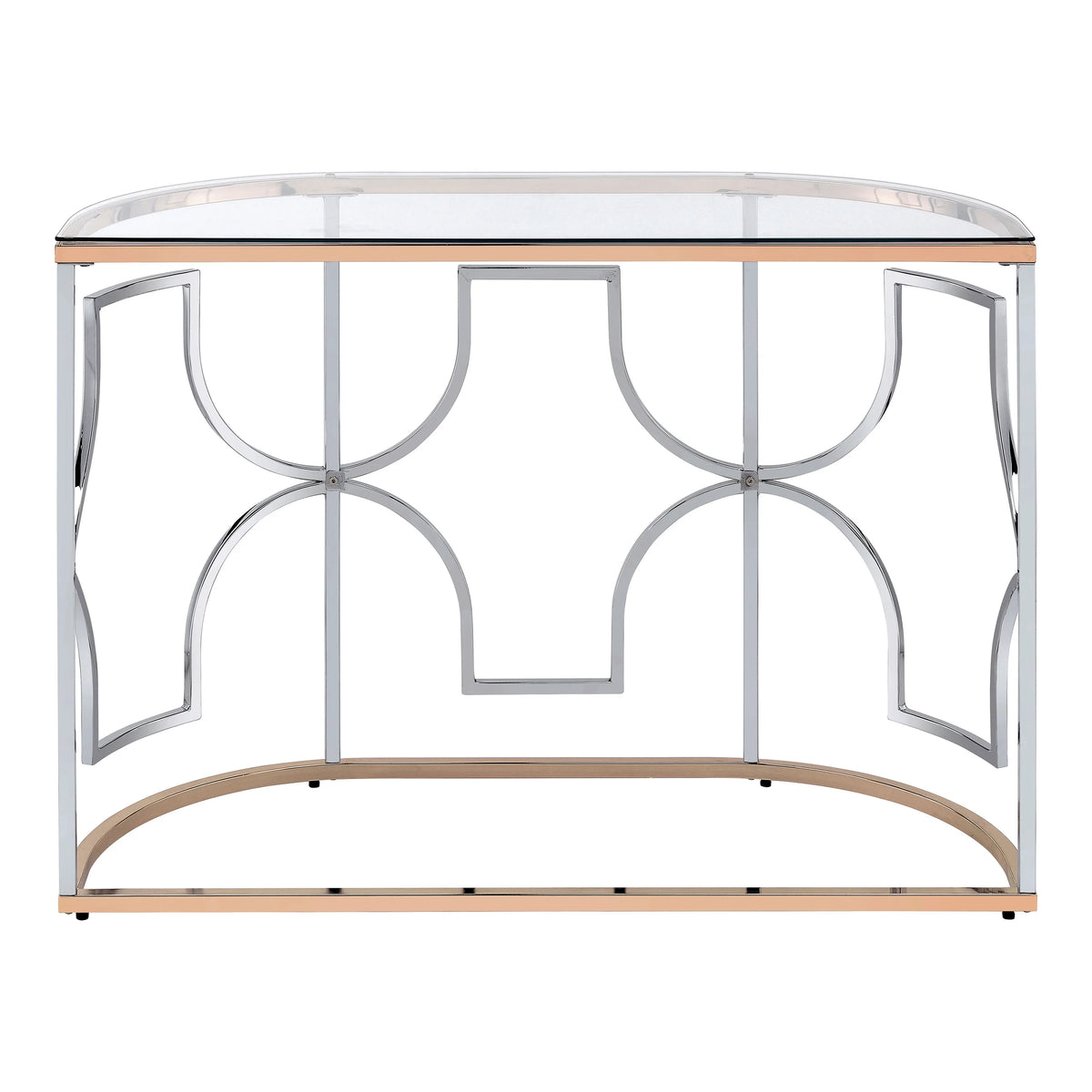 Glass Top Chrome and Gold Sofa Table M4060