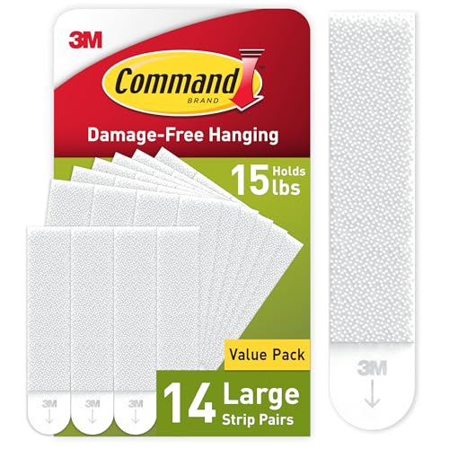 White Large Picture Hanging Strips, 14-Pairs U467946