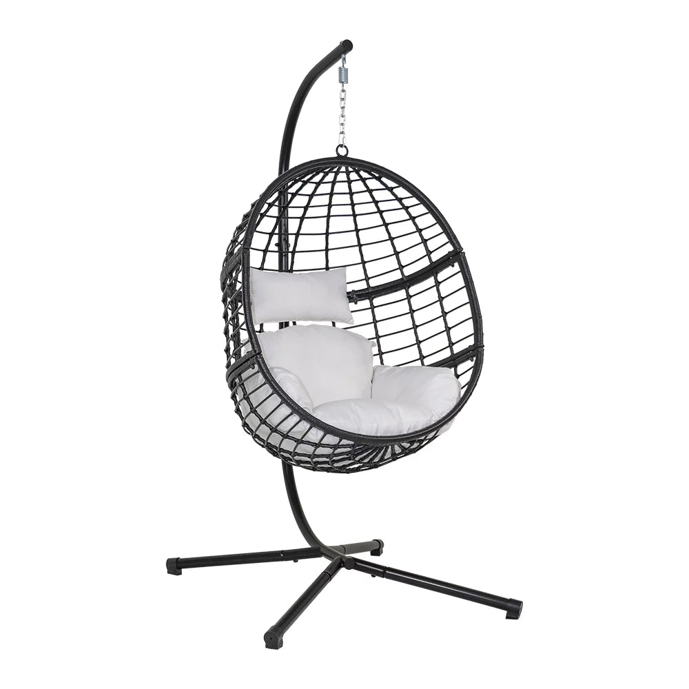 Wicker Hanging Egg Chair with Cushion and Stand O4134
