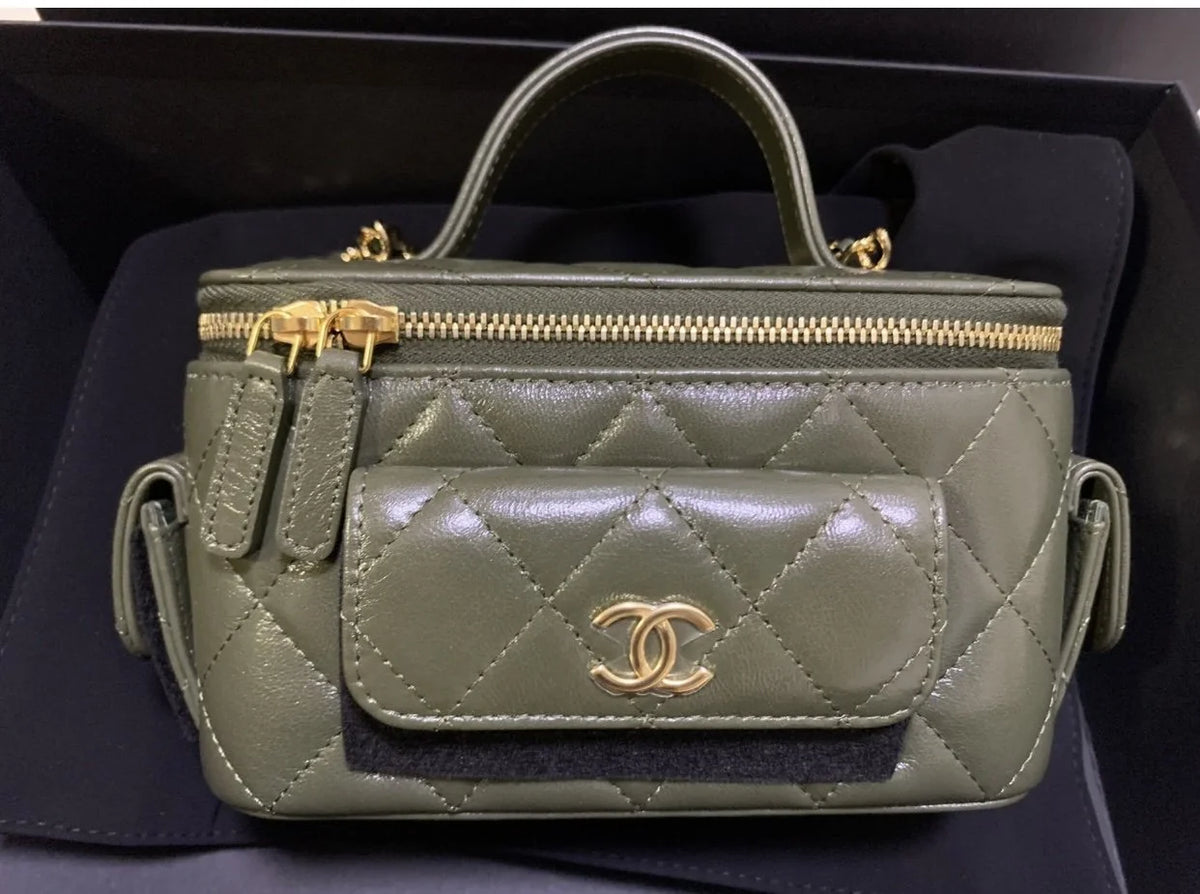 Dark Green Vanity Bag With Strap R89886