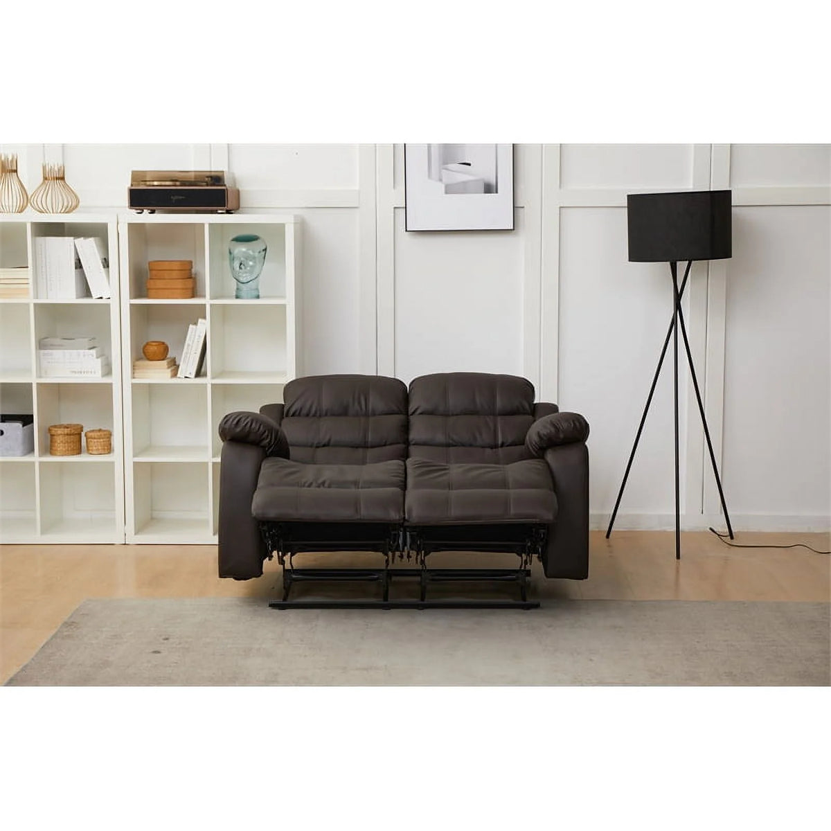 Brown Faux Leather Loveseat X32434