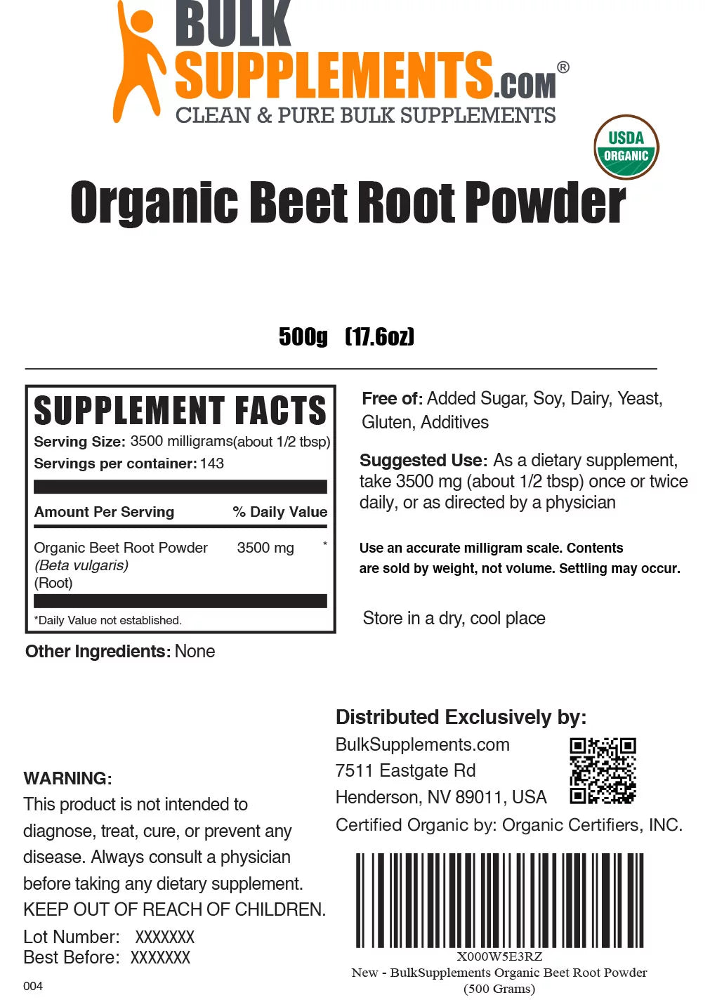Organic Beet Root Powder 3500mg L17737