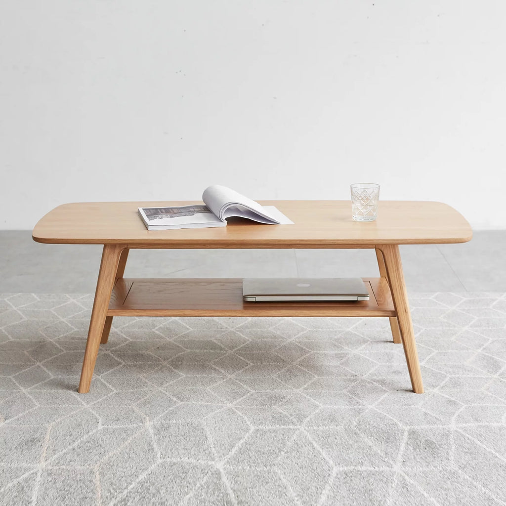 Wood Coffee Table with Storage Shelf N941
