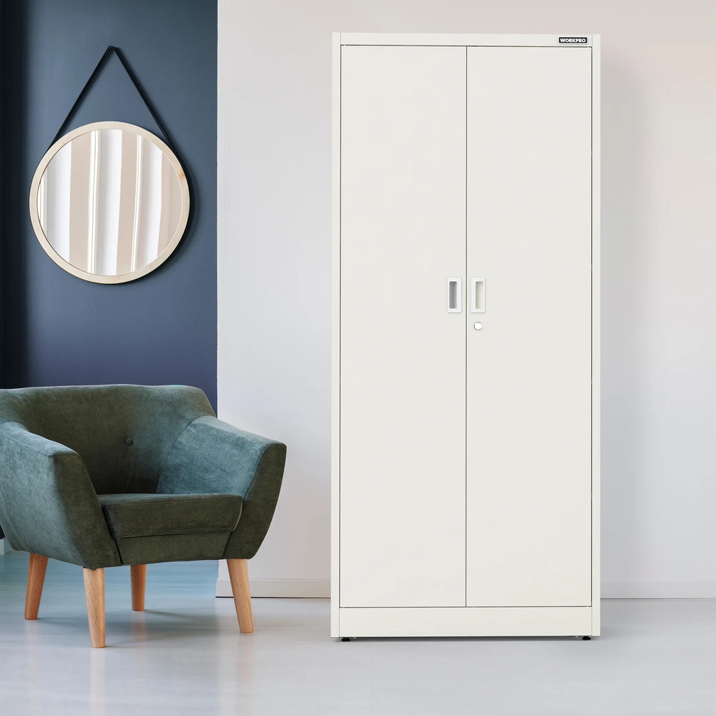 Metal Garage Storage Cabinet White S473