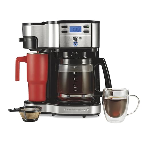 2-Way 12 Cup Programmable Drip Coffee Maker & Single Serve Machine, Glass Carafe, Black H54401