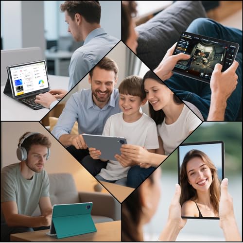 Android 15 Tablet with Keyboard, 26GB RAM, 256GB ROM, 10.1 inch Octa-Core, 8000mAh Battery, Green V66636