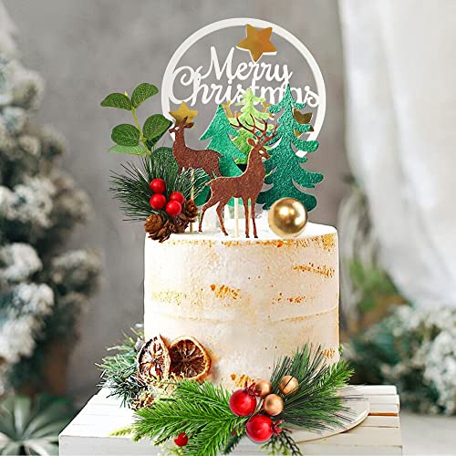 14PCS Christmas Cake Topper Gold M36021