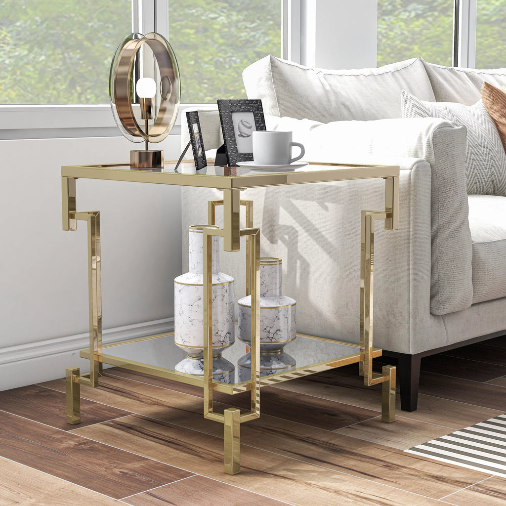 Glass Top 3-Piece Coffee Table Set with Shelf W6540