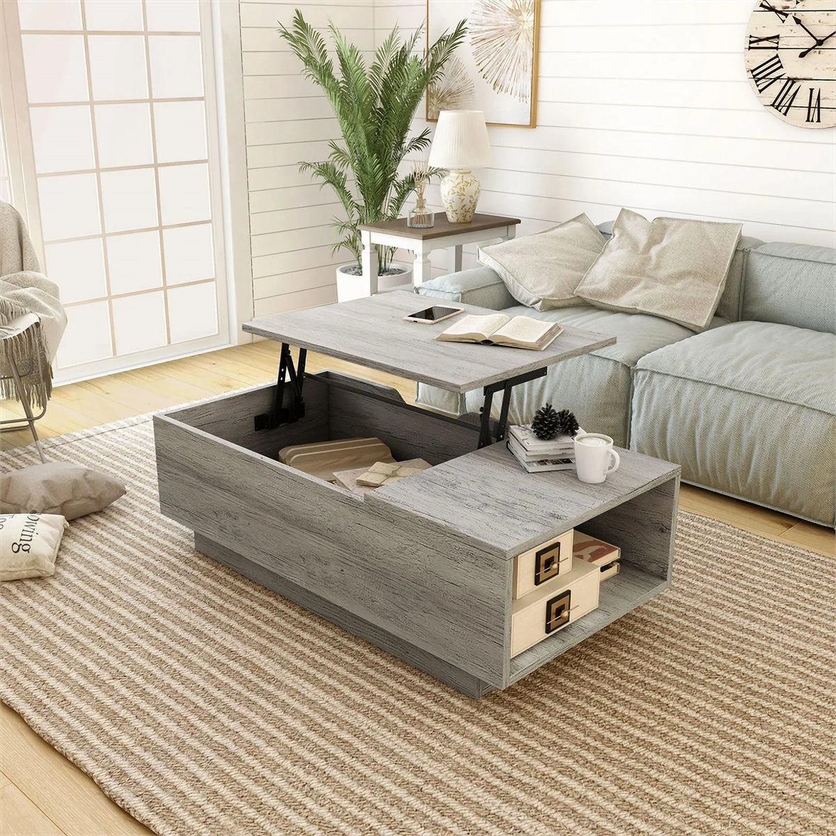 Wood Lift Top Coffee Table in Vintage Gray Oak S579877
