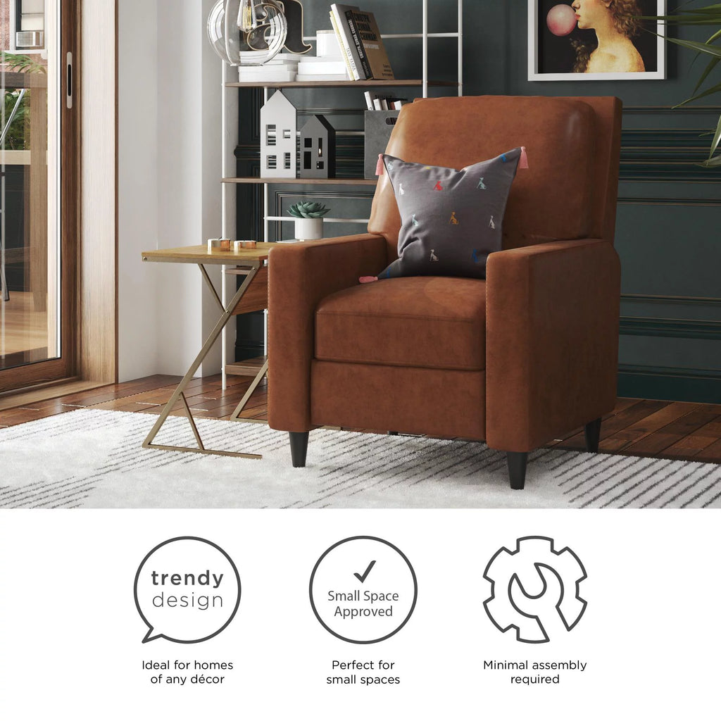 Camel Faux Leather Pushback Recliner P55326