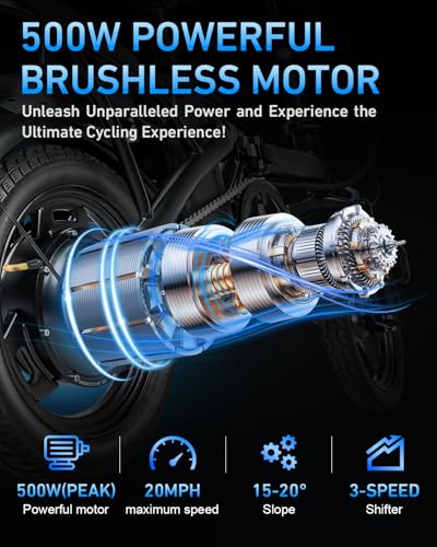 Folding Electric Bike with 576WH Removable Battery, 500W Motor, 20MPH Q89442