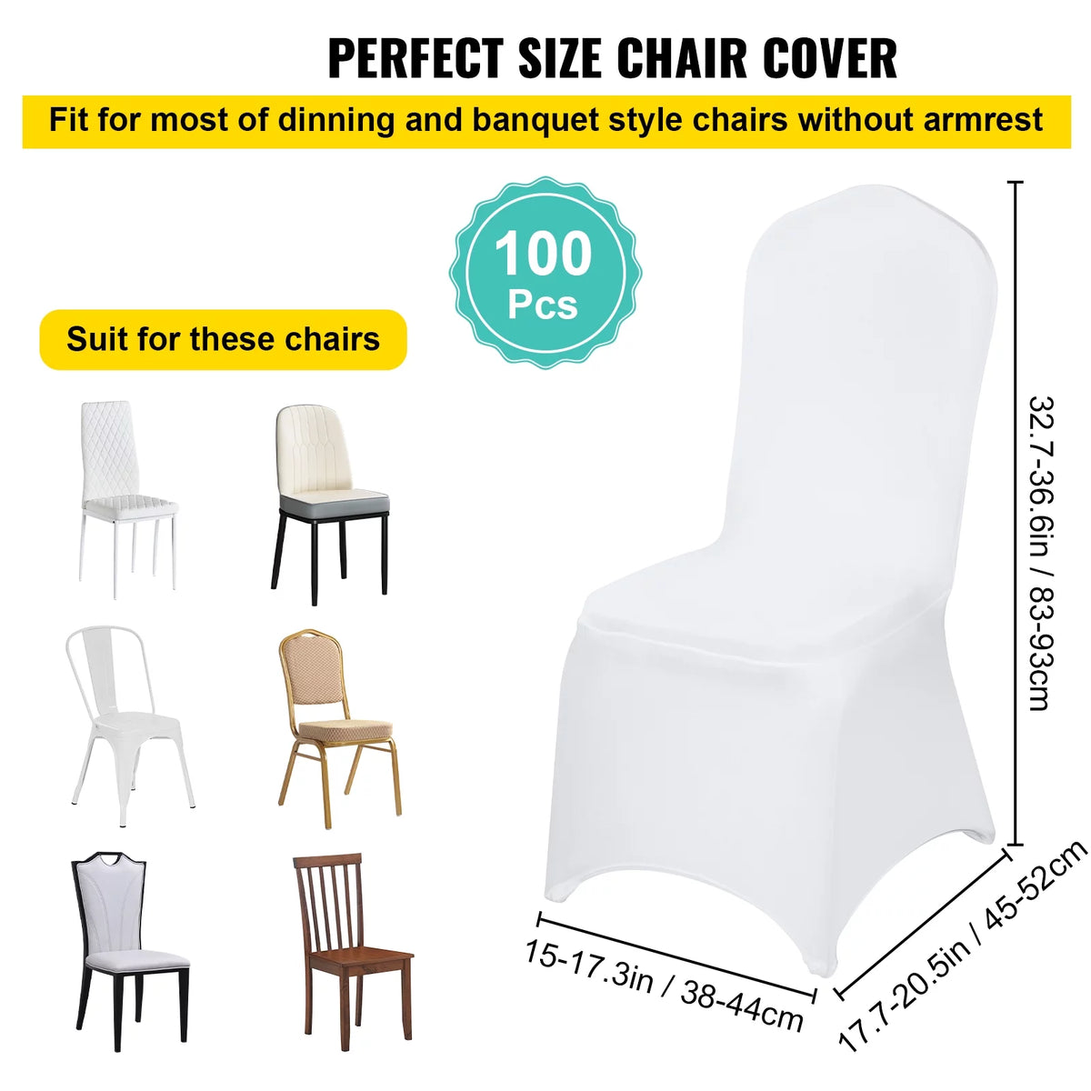 White Spandex Chair Covers 100 PCS C69028