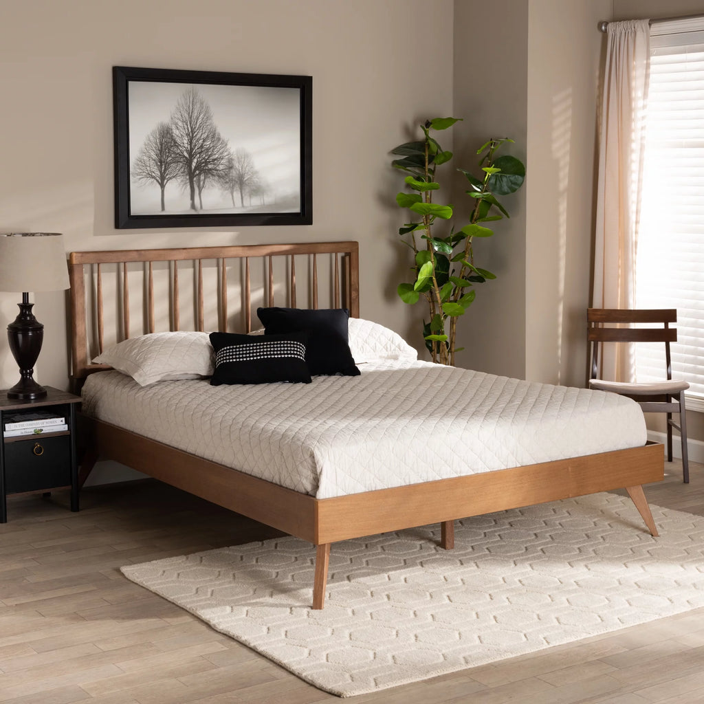 King Ash Walnut Wood Platform Bed G88202