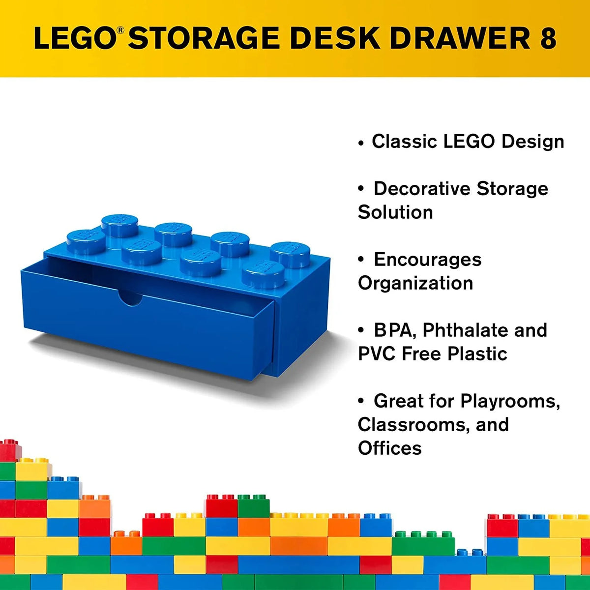 8 Stud Stackable Storage Brick Desk Drawer O801567
