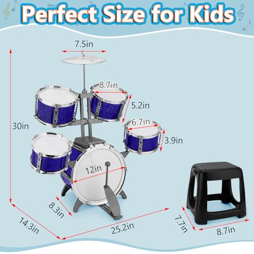 5 Piece Kids Drum Set with Stool K6559