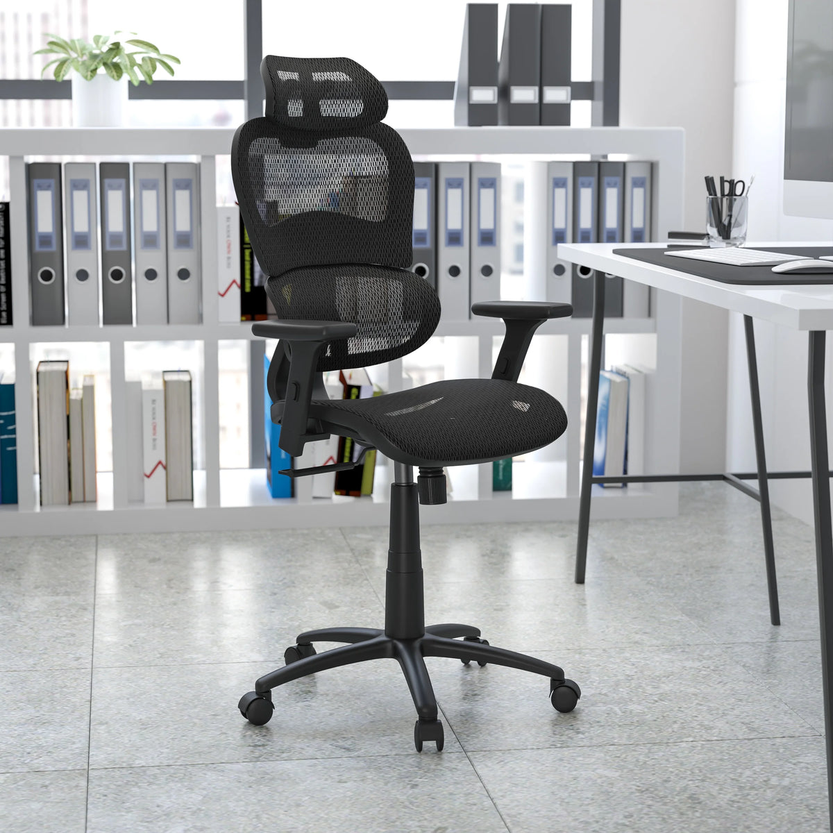 Ergonomic Mesh Office Chair with Lumbar Support in Black R163