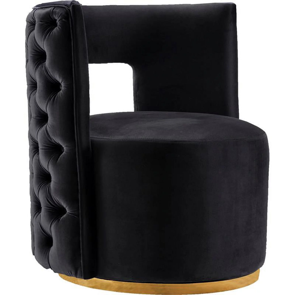 Black Gold Velvet Swivel Accent Chair X252959