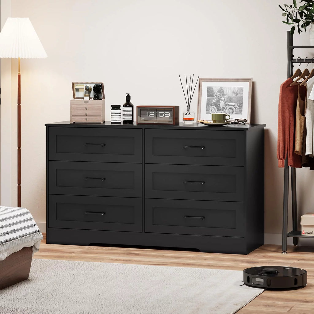 Black 6 Drawer Wood Dresser S489484