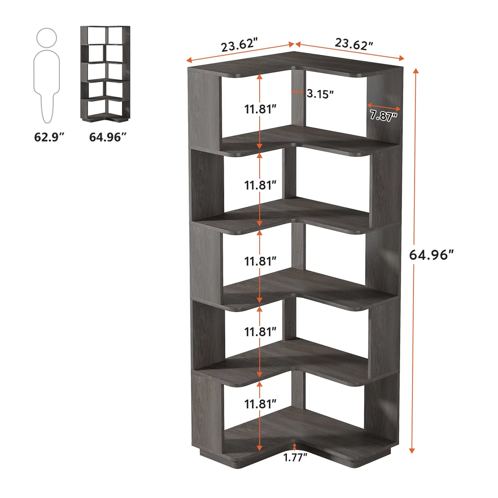 6-Tier Corner Wood Bookshelf C660610