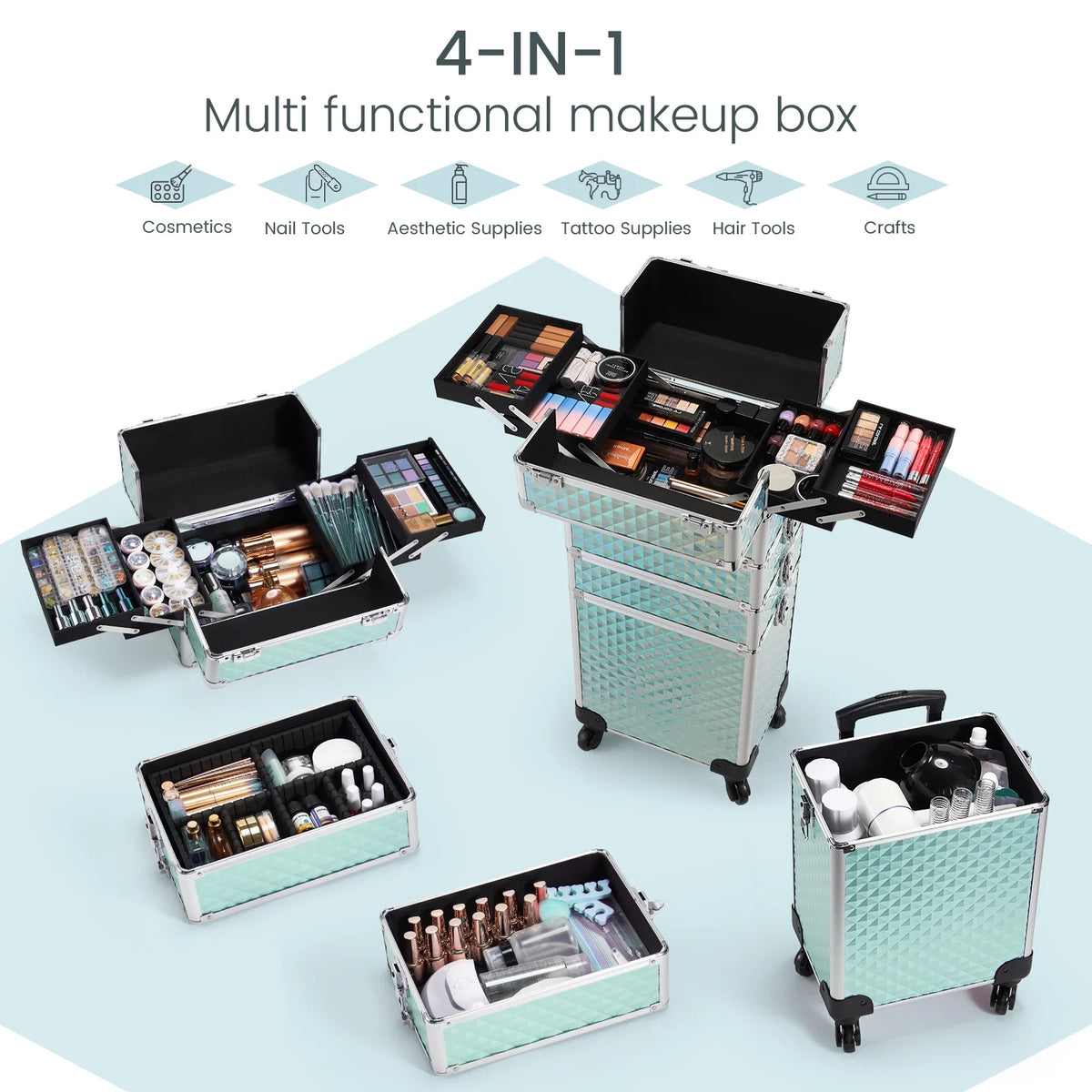Large Rolling Makeup Train Case O384019